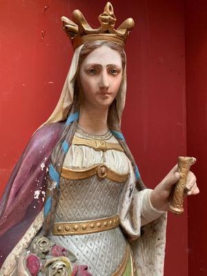 St. Elizabeth Of Hungary style Gothic - Style en plaster polychrome, France 19th century ( anno 1875 )