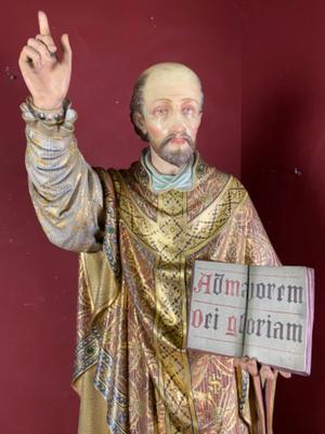 St. Ignatius Statue style Gothic - style en Terra - Cotta Polychrome, Belgium 19 th century ( Anno 1865 )