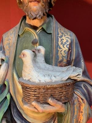 St. Joachim Statue style Gothic - style en plaster polychrome, Belgium 19th century