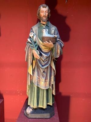 St. Joachim Statue style Gothic - style en plaster polychrome, Belgium 19th century