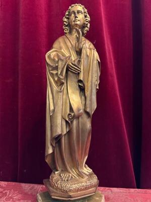 St. John Apostle Statue style Gothic - Style en Bronze Gilt, France 19 th century ( Anno 1875 )