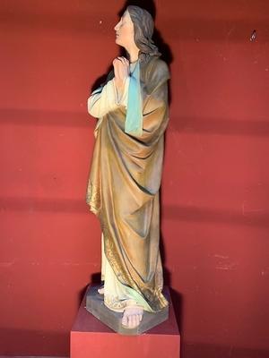 St. John Statue style Gothic - style en plaster polychrome, France 19th century