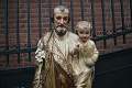 St. Joseph Statue style Gothic - Style en PLASTER POLYCHROME, France