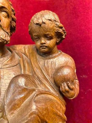 St. Joseph Statue  style Gothic - Style en Oak wood, Netherlands  19 th century ( Anno 1890 )