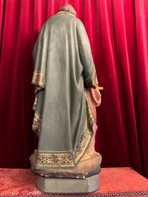 St. Joseph Statue Signed: Parentani style Gothic - Style en Plaster polychrome, bruxelles - Belgium  19 th century ( Anno 1885 )