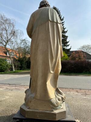 St. Joseph With Child Statue style Gothic - Style en Plaster polychrome, Belgium  19 th century ( Anno 1885 )