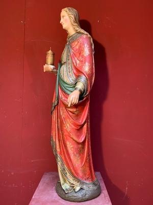 St. Maria Magdalena style Gothic - style en hand-carved wood polychrome, Belgium 19th century