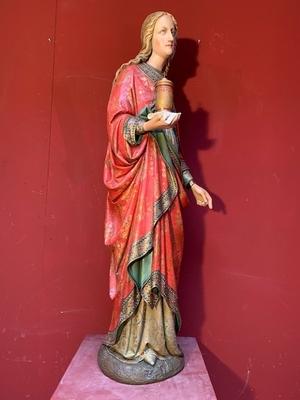 St. Maria Magdalena style Gothic - style en hand-carved wood polychrome, Belgium 19th century