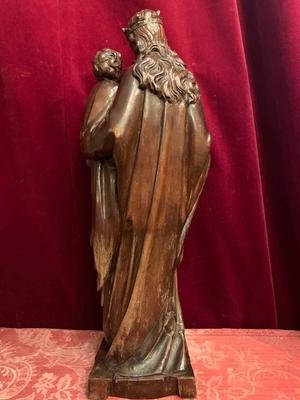 St. Mary & Child Measures Without Pedestal style Gothic - style en hand-carved wood Oak, France 19th century