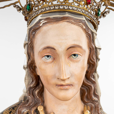 St. Mary Mater Dolorosa  style Gothic - style en Plaster polychrome, Belgium 19 th century