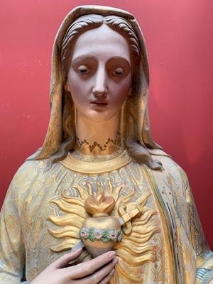 St. Mary Statue style Gothic - style en plaster polychrome, France 19th century