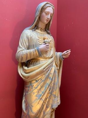 St. Mary Statue style Gothic - style en plaster polychrome, France 19th century