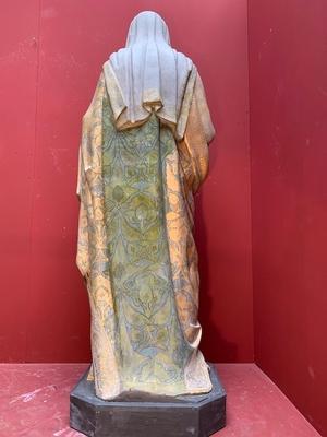 St. Mary Statue style Gothic - style en plaster polychrome, France 19th century