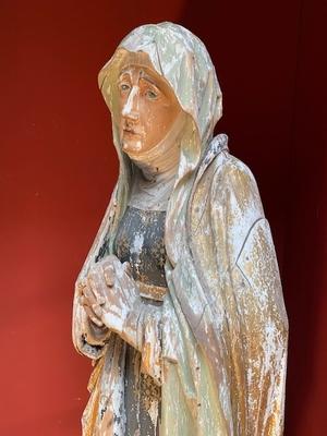 St. Mary Statue style Gothic - style en hand-carved wood polychrome, Dutch 19th century ( anno 1850 )