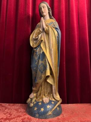 St. Mary Statue  style Gothic - Style en Hand - Carved Wood Polychrome , France 19 th century ( Anno 1865 )