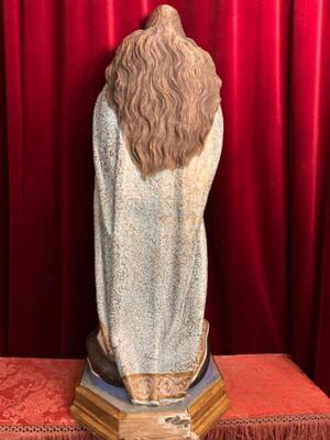 St. Mary Statue Glass Eyes ! style Gothic - Style en Wood, France 19 th century