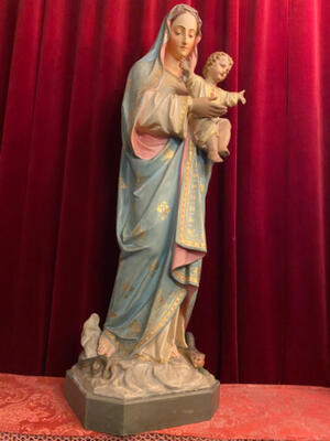 St. Mary With Child  style Gothic - style en Plaster, Belgium  19 th century ( Anno 1890 )