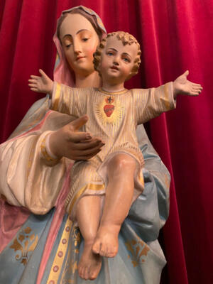 St. Mary With Child  style Gothic - style en Plaster, Belgium  19 th century ( Anno 1890 )