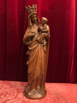 St. Mary With Child style Gothic - style en hand-carved wood Oak, Belgium 19th century ( anno 1890 )