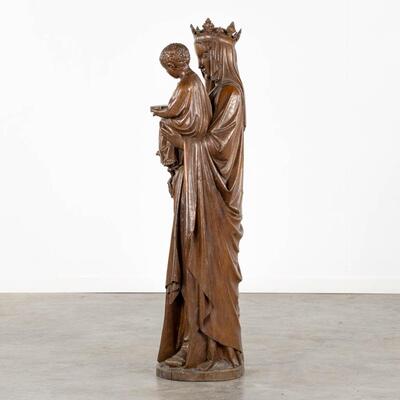 St. Mary With Child  style Gothic - Style en Wood, Belgium  19 th century