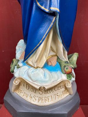 St. Mary With Child style Gothic - Style en Plaster polychrome, Belgium 19th century