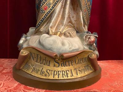 St. Mary With Child style Gothic - Style en plaster polychrome, Belgium 19th century ( anno 1875 )