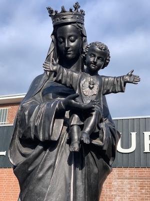 St. Mary With Child Cast Iron Weight 200 Kgs ! style Gothic - style en Cast Iron, Belgium 19th century