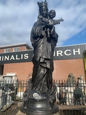 St. Mary With Child Cast Iron Weight 200 Kgs ! style Gothic - style en Cast Iron, Belgium 19th century