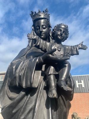 St. Mary With Child Cast Iron Weight 200 Kgs ! style Gothic - style en Cast Iron, Belgium 19th century