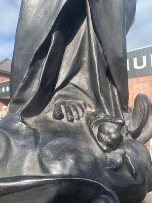 St. Mary With Child Cast Iron Weight 200 Kgs ! style Gothic - style en Cast Iron, Belgium 19th century