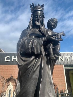 St. Mary With Child Cast Iron Weight 200 Kgs ! style Gothic - style en Cast Iron, Belgium 19th century