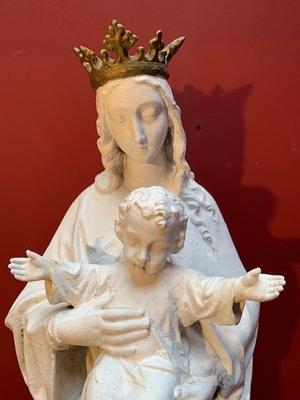 St. Mary With Child Cast Iron Weight 72 Kgs ! style Gothic - style en Cast Iron, France 19th century