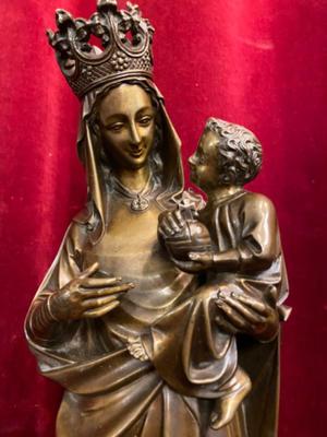 St. Mary With Child Signed: Desclee Freres style Gothic - style en Bronze / Marble, Flemish - Belgium 19 th century