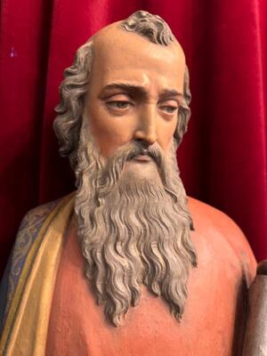 St. Matthias Statue style Gothic - Style en Terra - Cotta Polychrome, France 19 th century ( Anno 1885 )