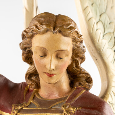 St. Michael style Gothic - Style en Plaster polychrome, Belgium  19 th century