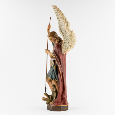 St. Michael style Gothic - Style en Plaster polychrome, Belgium  19 th century