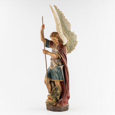 St. Michael style Gothic - Style en Plaster polychrome, Belgium  19 th century