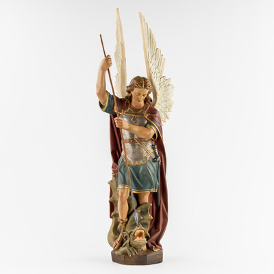 St. Michael style Gothic - Style en Plaster polychrome, Belgium  19 th century