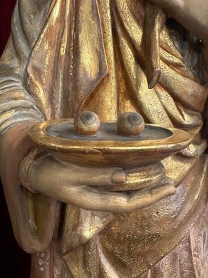 St. Odilia Sculpture style Gothic - Style en Hand - Carved Wood , Barcelona - Spain 19 th century ( Anno 1865 )