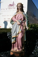 St. Philomena Statue style Gothic - style en Terra-Cotta polychrome, France 19th century ( anno 1870 )