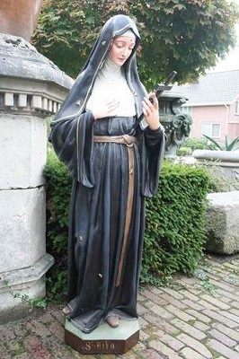 St. Rita Statue style Gothic - Style en Plaster, Belgium  19 th century ( Anno 1880 )