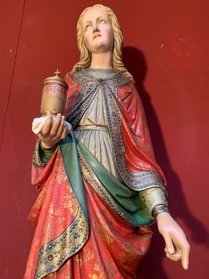 St. Veronica Statue  style Gothic - style en hand-carved wood polychrome, Belgium 19th century