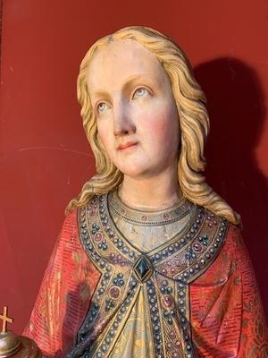 St. Veronica Statue  style Gothic - style en hand-carved wood polychrome, Belgium 19th century