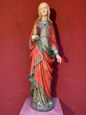 St. Veronica Statue  style Gothic - style en hand-carved wood polychrome, Belgium 19th century