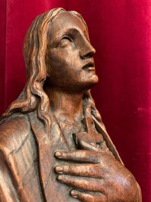 St. Veronica Statue  style Gothic - Style en hand-carved wood Oak, Belgium 19th century ( anno 1875 )