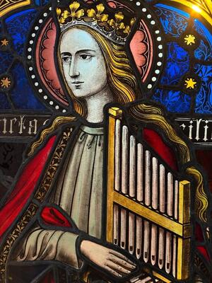 1 Gothic - Style Stained Glass Window St. Cecillia