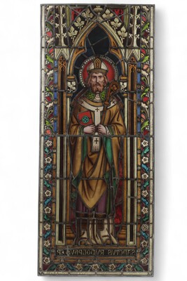 Stained Glass Window St. Rudolphus  style Gothic - Style en Glass, Netherlands  19 th century