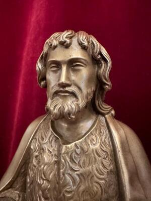 Statue Jesus The Good Shepherd  style Gothic - Style en Bronze Gilt, Belgium  19 th century