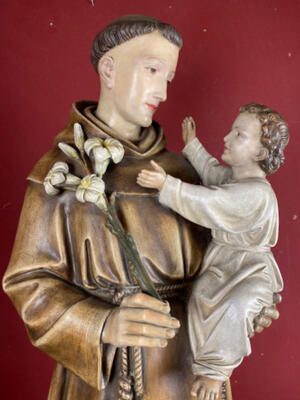 Statue St. Anthony Of Padua style Gothic - style en Terra - Cotta , Netherlands  20 th century ( Anno 1910 )