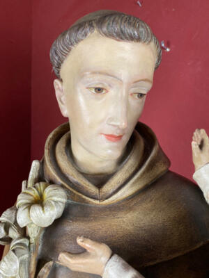 Statue St. Anthony Of Padua style Gothic - style en Terra - Cotta , Netherlands  20 th century ( Anno 1910 )